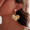 Metal Texture Love Ginkgo Leaf Flower Earrings Women'S Fringed Long Ear Jewelry