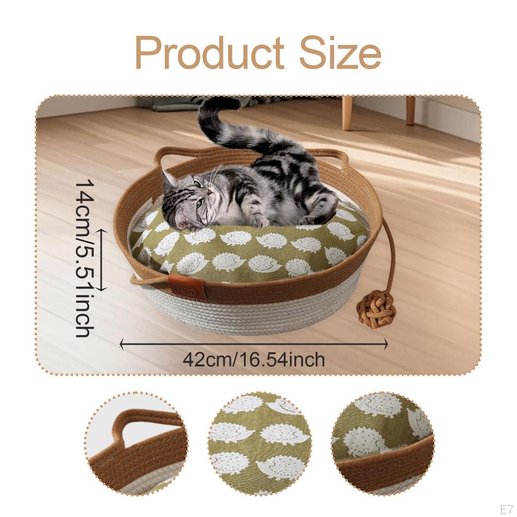 Cat Bed Basket Puppy Sleeping Nest All Seasons with Soft Cushion Breathable Pet Supplies Kitten