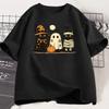 Mens Printed 100 Cotton ShortSleeved Pumpkin Ghost and Black Cat Pattern Casual LooseFitting Comfortable TShirt