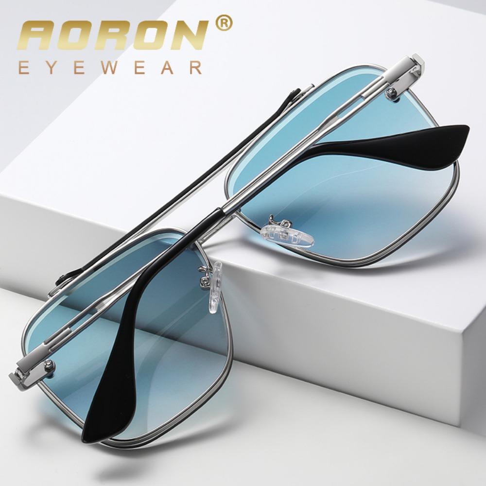 aoron Gradual Change Sunglasses Glasses Colorful Two-color Large Frame Sunglasses Fashion Metal Glasses