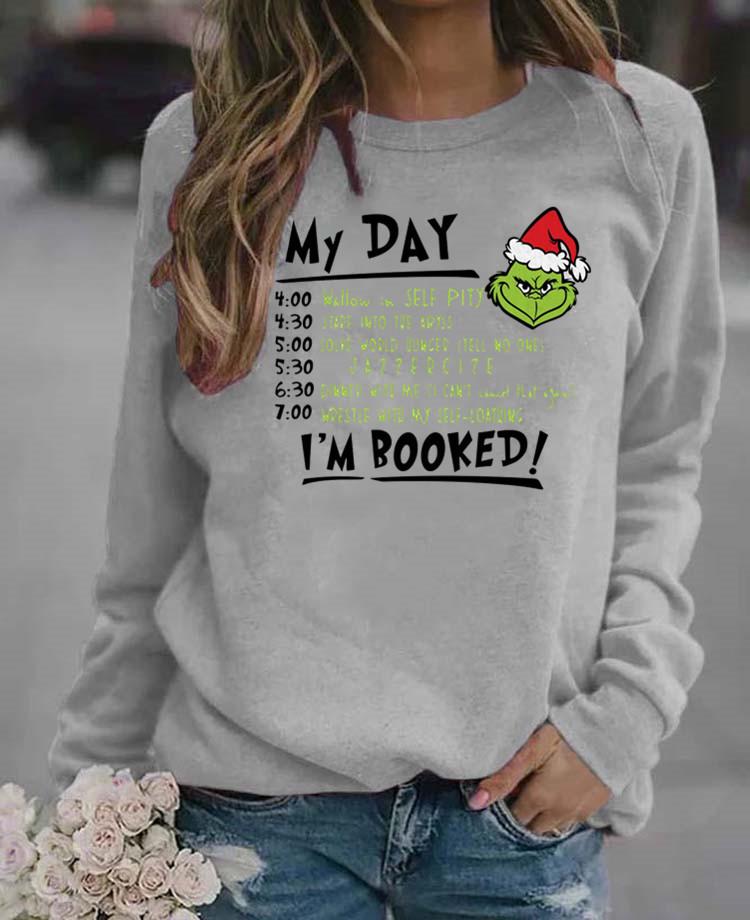 2026 Unisex Christmas Green Monster Letter Print Long Sleeve Hoodie
