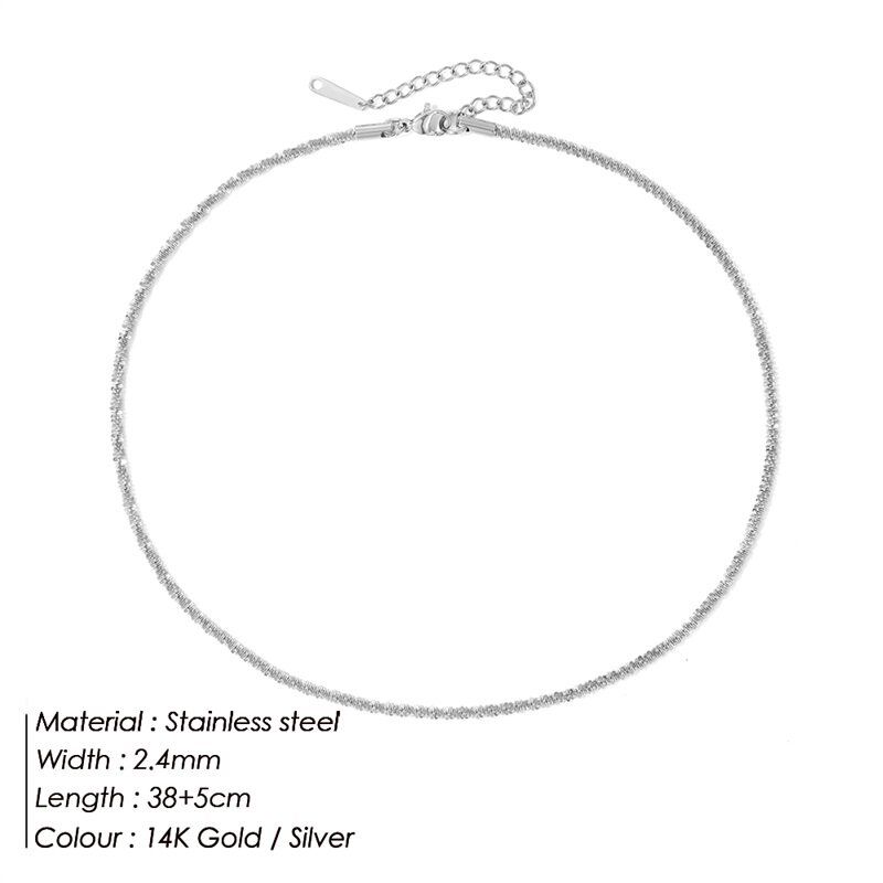 Emanco Women s Necklace Fashion Stainless Steel Cauliflower Chain Clavicle Chain Minimalist Starry Sky Japanese and Korea Style Necklace Necklace Steel Color-2.4Mm-38+5Cm