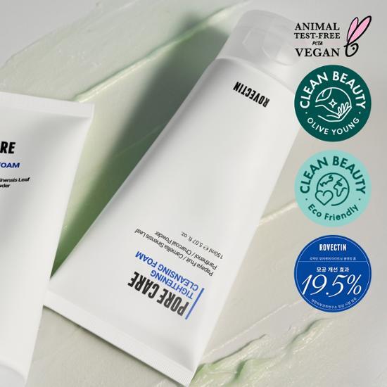 [19,56 % de réduction des pores] Rovectin Pore Care Mousse Nettoyante Raffermissante 150 ml, nettoyage coréen