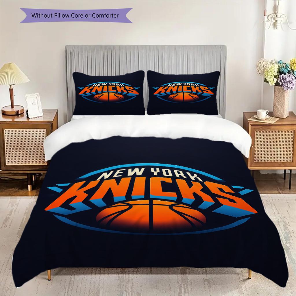 Set da tre pezzi con spirito da basket dei New York Knicks(1 * copripiumino + 2 * federa, senza nucleo)Set biancheria da letto Morbido e confortevole