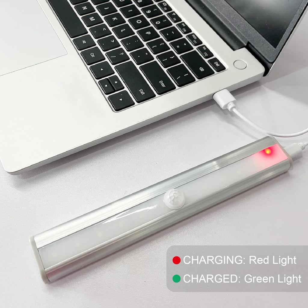 6PK Under Cabinet Lighting, 12LED Motion Sensor 12LED Light Indoor, Night Led Lights Rechargeable Stick-on Lights for Kitchen Closet Stairs