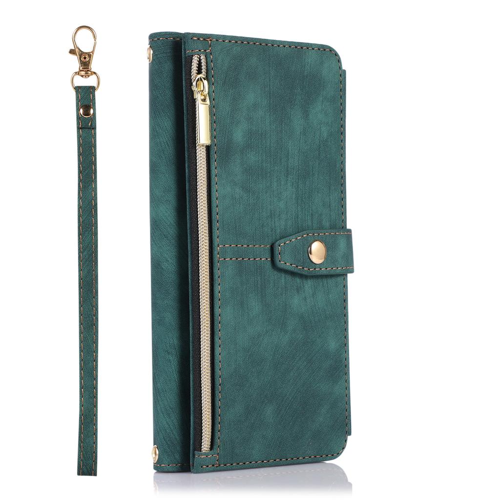 Samsung S24 Multi functional Mobile Phone Case Suitable for SamsungA55 Retro Zipper Wallet Mobile Phone Case Protection Case