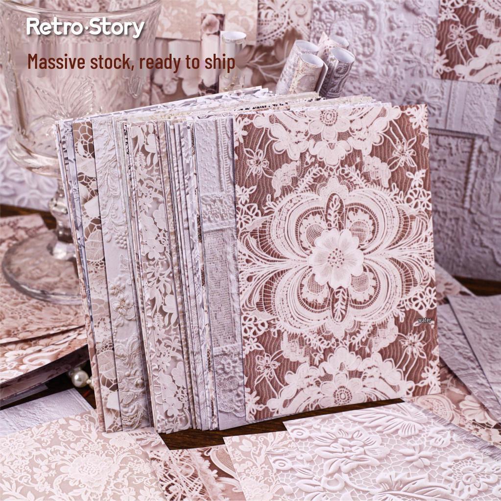 RetroStory Lace Series: Romantic Dreamy Retro Ita Bag Journal Background Paper Pack