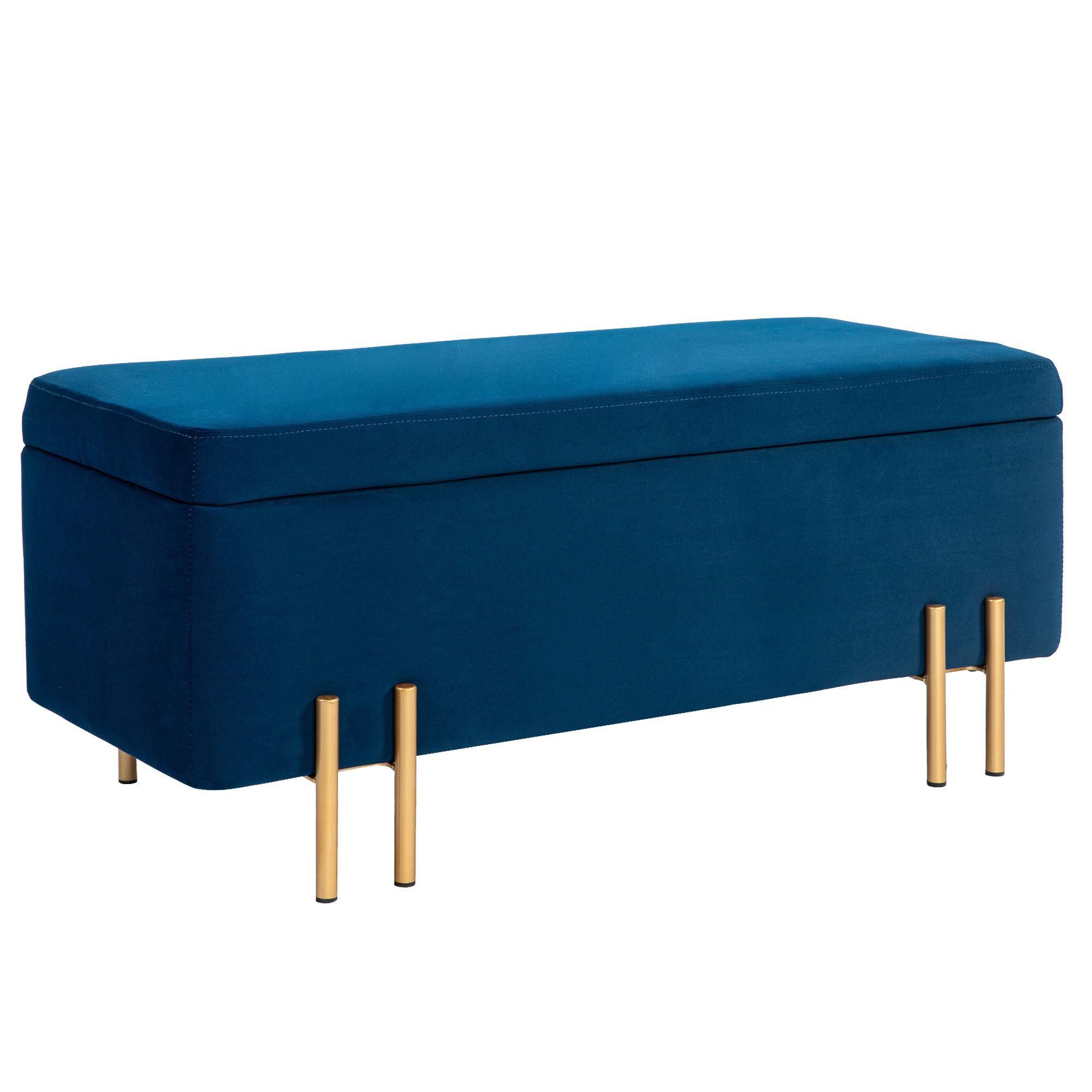 Bench, Upholstered Bench with Storage, Metal