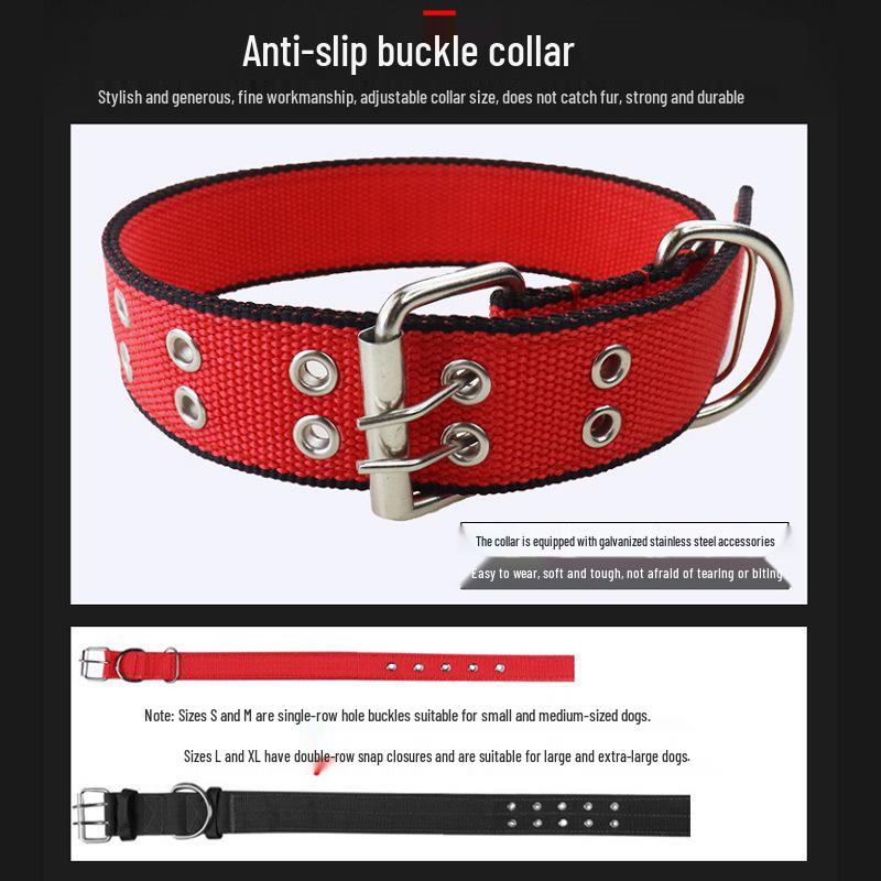 Adjustable Leather Dog Collar with Anti-Escape Double Buckle for Small, Medium, and Large Dogs