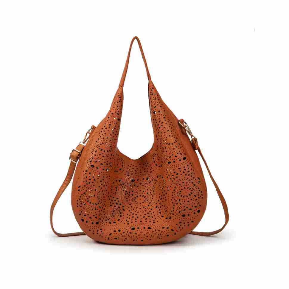 

Boho Vegan Leather Hollow Out Shoulder Bag for Women Premiun Style Large Capacity Composite Bag Lady Casual Handbag Commuter Bag