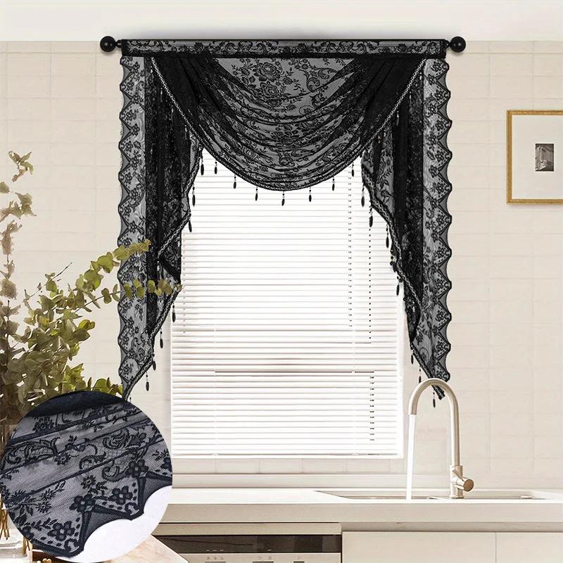 European Style Tassel Lace Window Valance Short Curtain Head Living Room Bedroom Dining Valance Pelmet Windows Swag Curtain