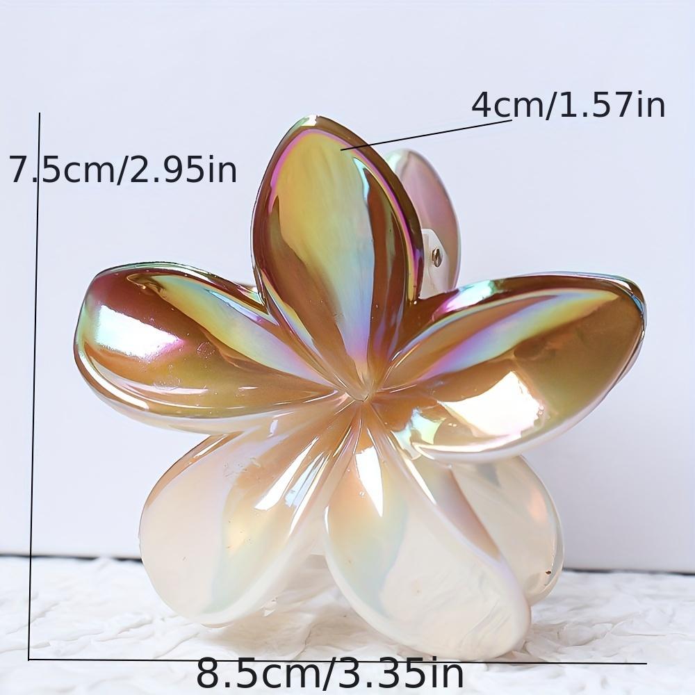 1 Stück Elegante Frangipani Haarnadel, Glitzernde Kunststoffblume Haarspange, Niedliches Hai-Klammer-Design, Farblich passend, Mittlere Größe, Einzelnes individuelles Stück