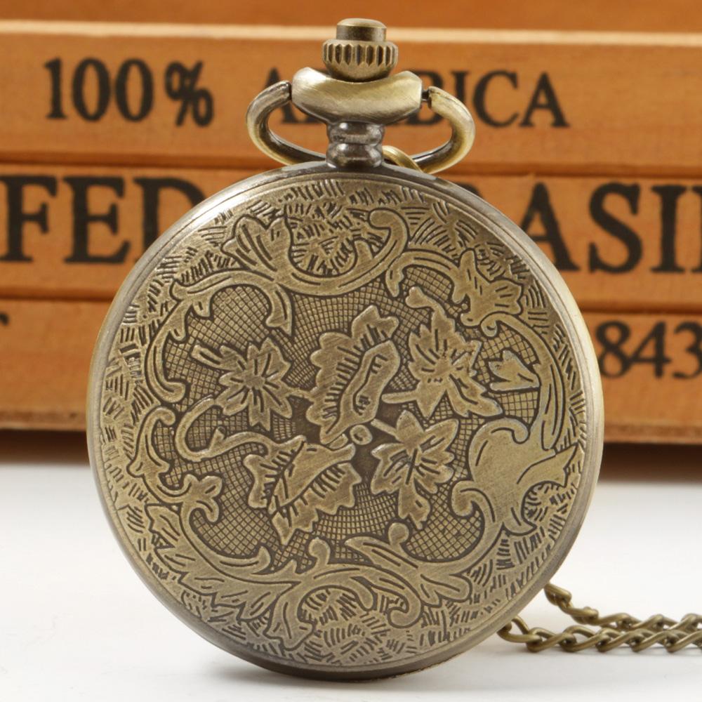 10pcs/lot Wholesale Bronze Vintage Quartz Pocket Watches Necklace Steam Punk Pendant Mens Women Pocket FOB Watch Halloween Gift