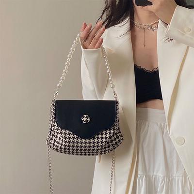 Niche Design Kontrastní Barva Řetízku Podpažní Taška pro Ženy High-end Pepito Vzor Perlová Jednoramenná Crossbody Taška Nový Trend