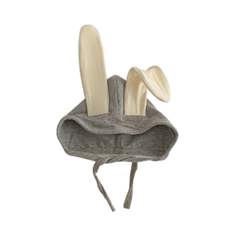 

Cartoon Rabbit Ears Bonnet Cap Infants Adjustable Hat Windproof Long Ears Beanie Solid Ear Protections Cap for Babies 1 сірий колір
