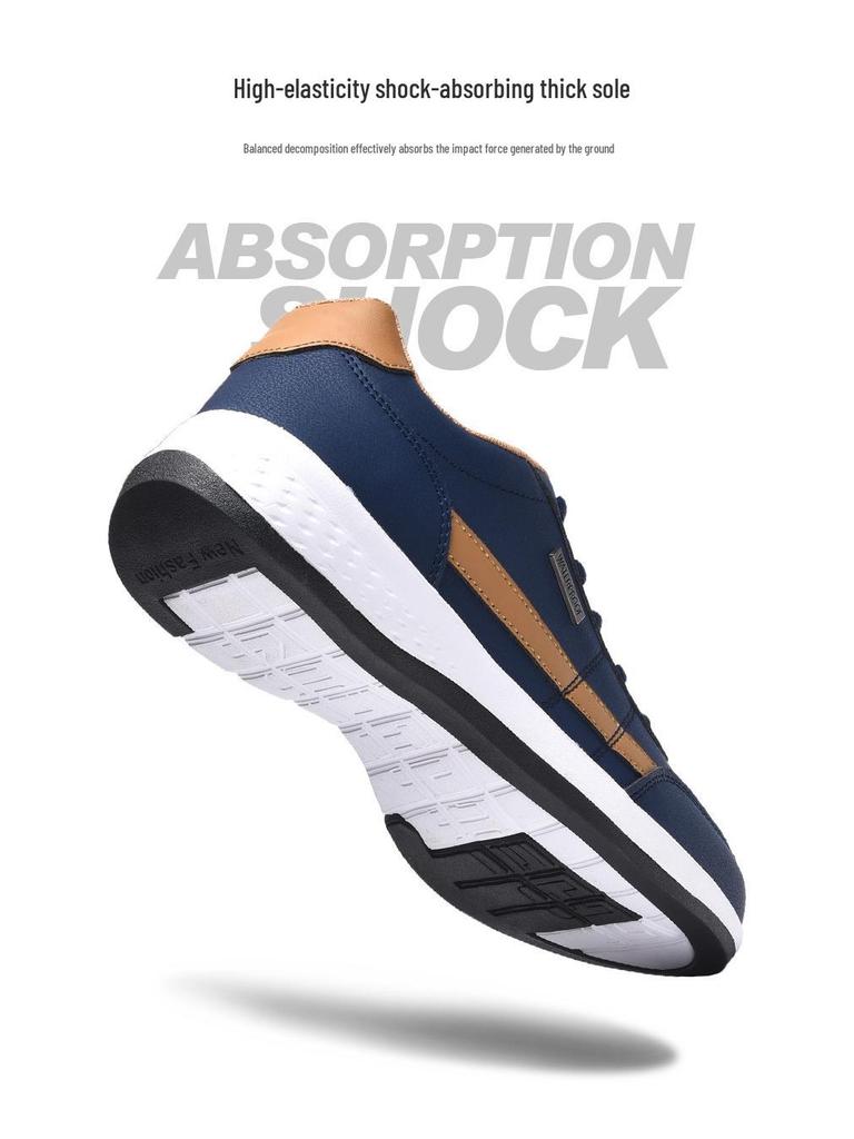 Men's Leather Waterproof Skate Shoes - Plus Size, Casual Sports, Non-Slip, Soft Sole, Spring/Autumn.