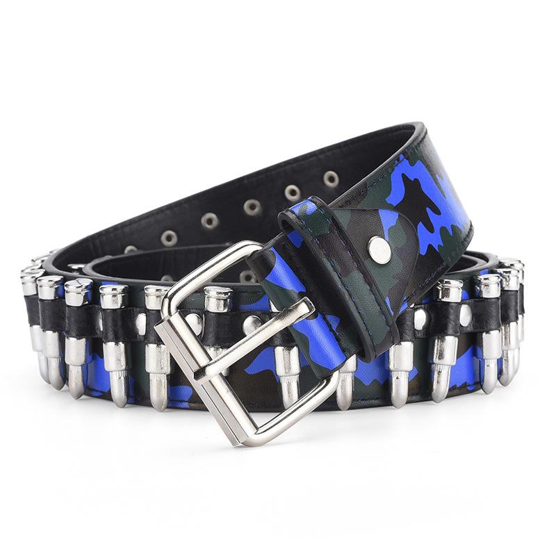 Rivet Belt Men'S Bullet Belt Punk Rock Style Camouflage Pants Belt Men'S And Women'S Personality Belt
