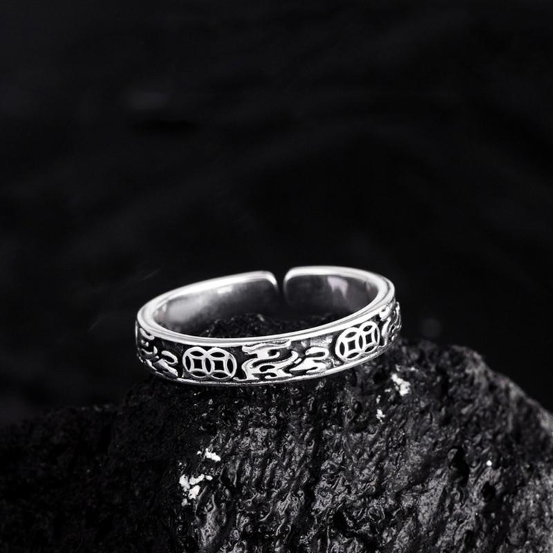 Adjustable Copper Rings Vintage Defender Symbol Coin Design Minimalist Aesthetic Finger Jewelry Comfort Daily for Men