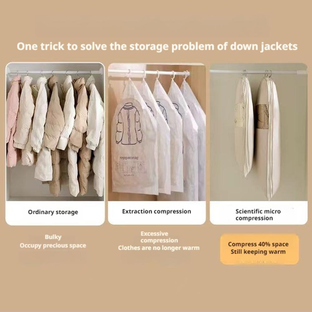 Space Saving Hanging Garment Bag With Self Compression Closet Zipper,Space Saver Organizers F0I1