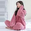 Pajama Set Pullover And Pants 2 Piece Women Velvet Ribbed Fleece Warm Casual Thicken Lounge Wear Autumn