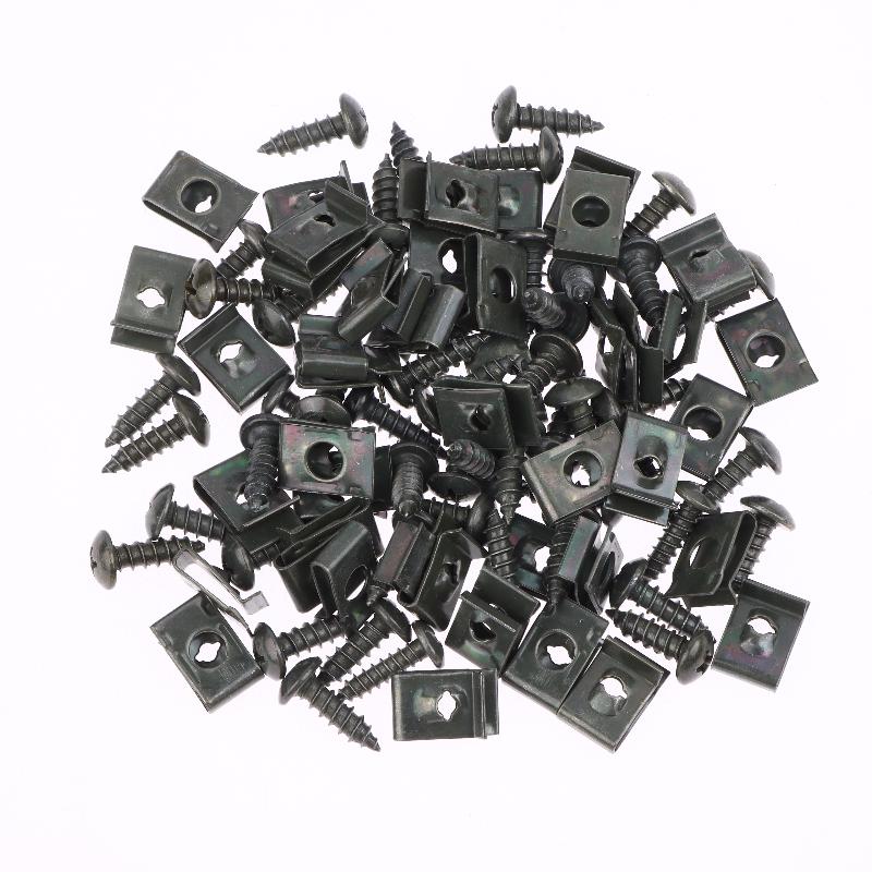40/100Pcs Anti-Rust Protection Clip Screw Iron Sheet Kit Self Tapping Screws Fastener Clip For Car Moto U-Type Clip With Screw