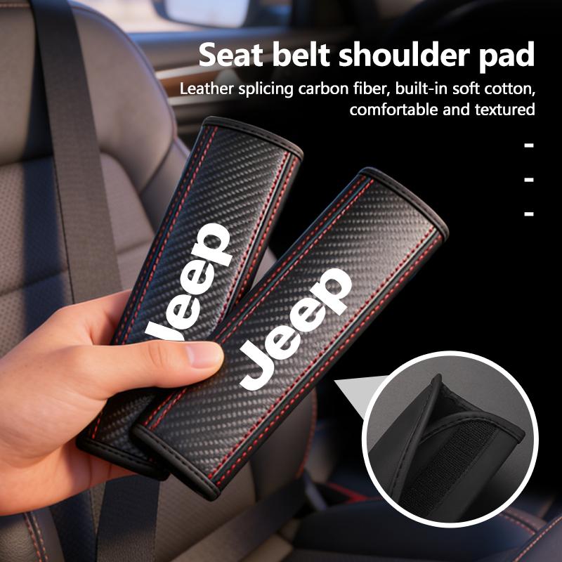 For Jeep Car Seat Belt Cover Shoulder Strap Pad Auto Accessories Grand Cherokee Wrangler JK Renegade Gladiator Compass AKN1