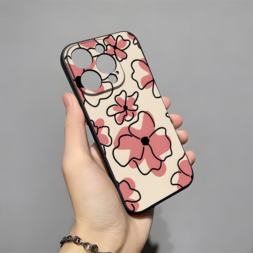Pink Abstract Flower Phone Case For IPhone 17 Pro Max 16 15 14 Pro Max 13 11 X Xs Xr 8 7Plus Silicone Cover