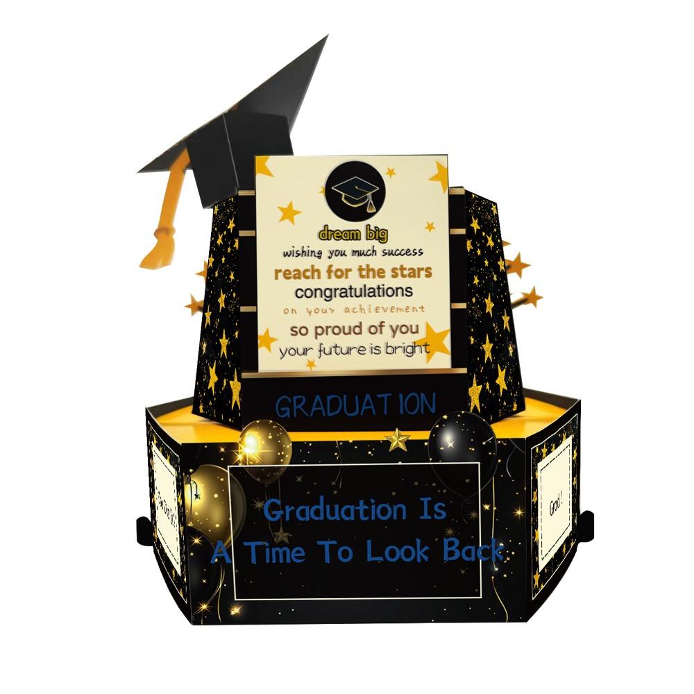 Creative Pop Up Happy Graduation Card Foldable Best Wishes Greeting Card 3D Gift Card Gift