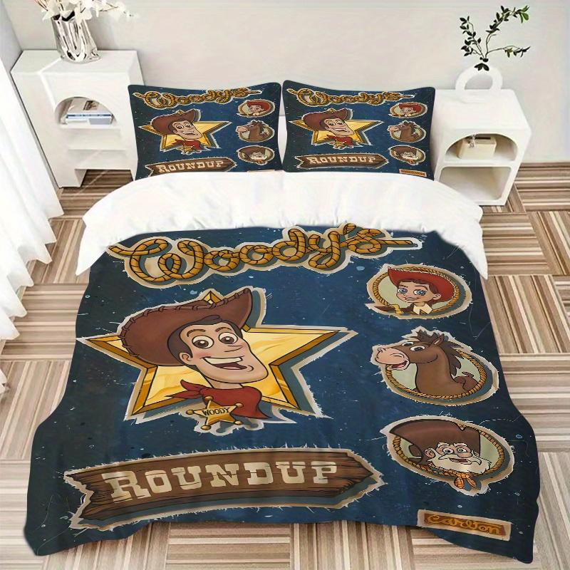 3pcs Woody Toy Story Quilt Cover Set, Soft and Cozy Bedroom, Guest Room and Dorm Decorative Bedding 3-Piece Set 1 Quilt Cover + 2 Pillow Sha