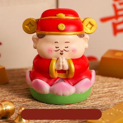 Decoração Ano Novo Chinês 2025 Estatuetas Deus Chinês Deus da Fortuna Estatueta para Mesa Centro de Mesa Carro Decoração Estante