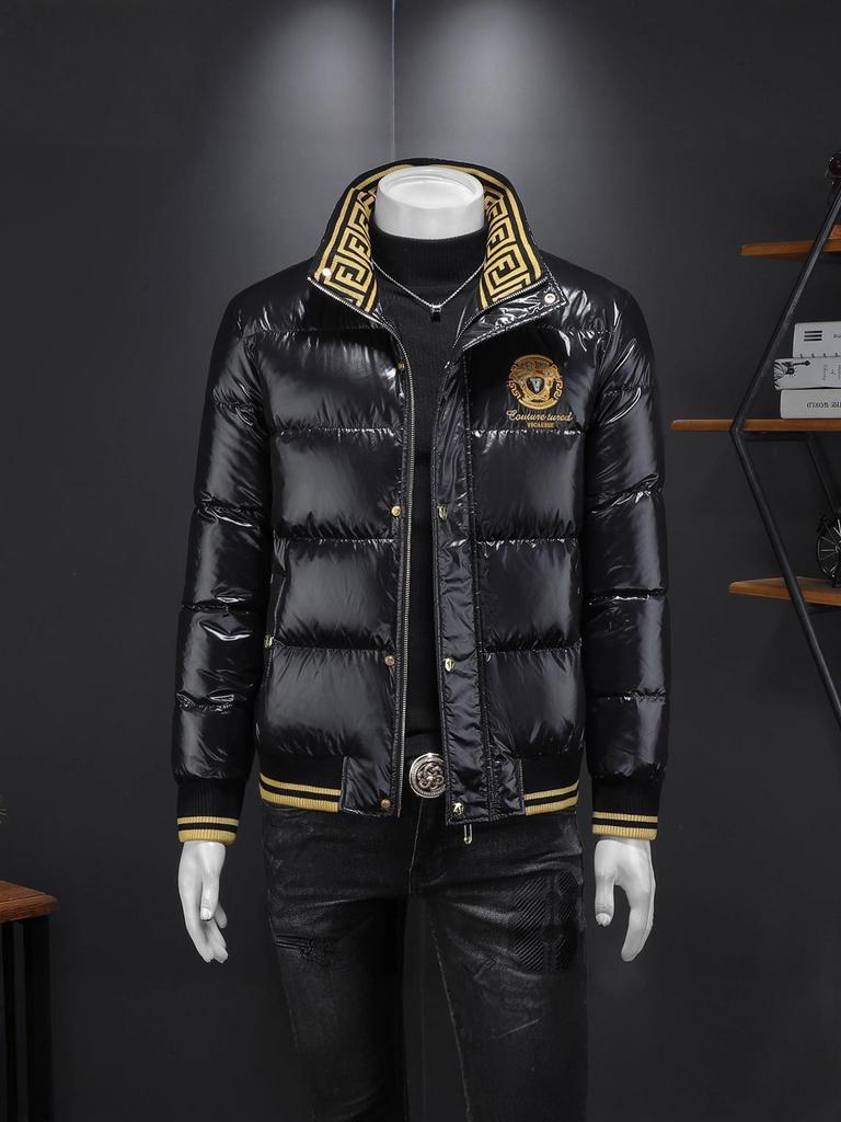 Trendige weiße Herren-Daunenjacke mit heller Oberfläche (Modell 2025) – Dick gefütterter und leichter Wintermantel