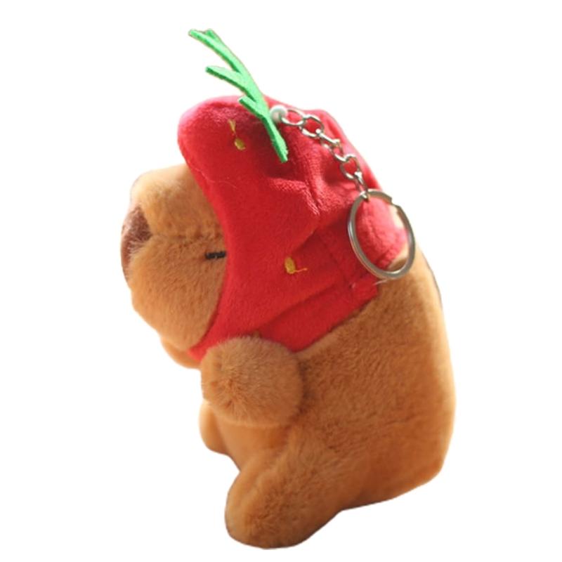 Mini Plush Capybara Charm Keychains Sweet Cute Pendant Car Keyring Backpack Decoration Fashion Jewelry for Women Girl
