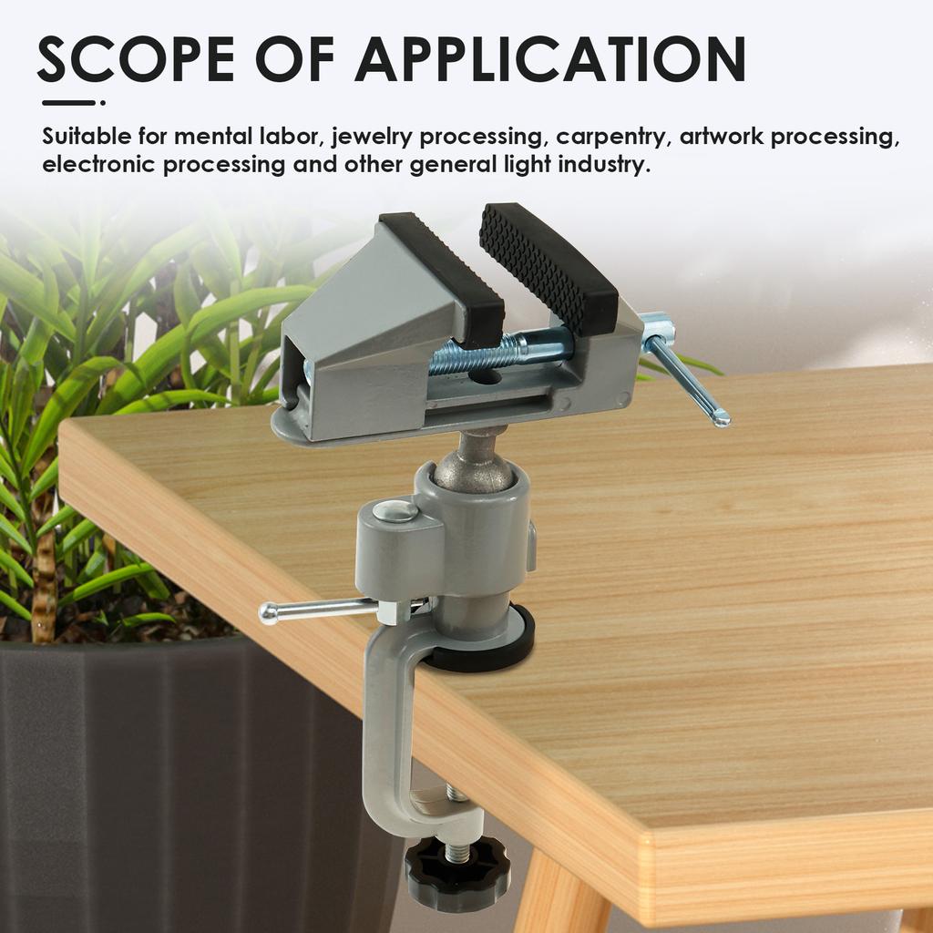 Tabletop Clamp Vice 360° Rotatable Table Vise Aluminium Alloy Work Bench Vise Portable Mini Bench Clamp Fixed Tool for Drilling
