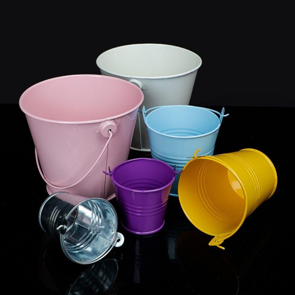 Iron Art Iron Flower Pot Pastoral Tinplate Water Bucket Flower Barrel Miniatures Kids Toy