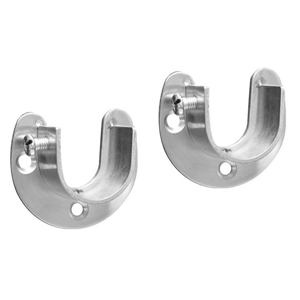 Heavy Duty Wardrobe Bracket U-Shaped Rod Holder Closet Rod End Support Rod Socket Flange Rod Holder