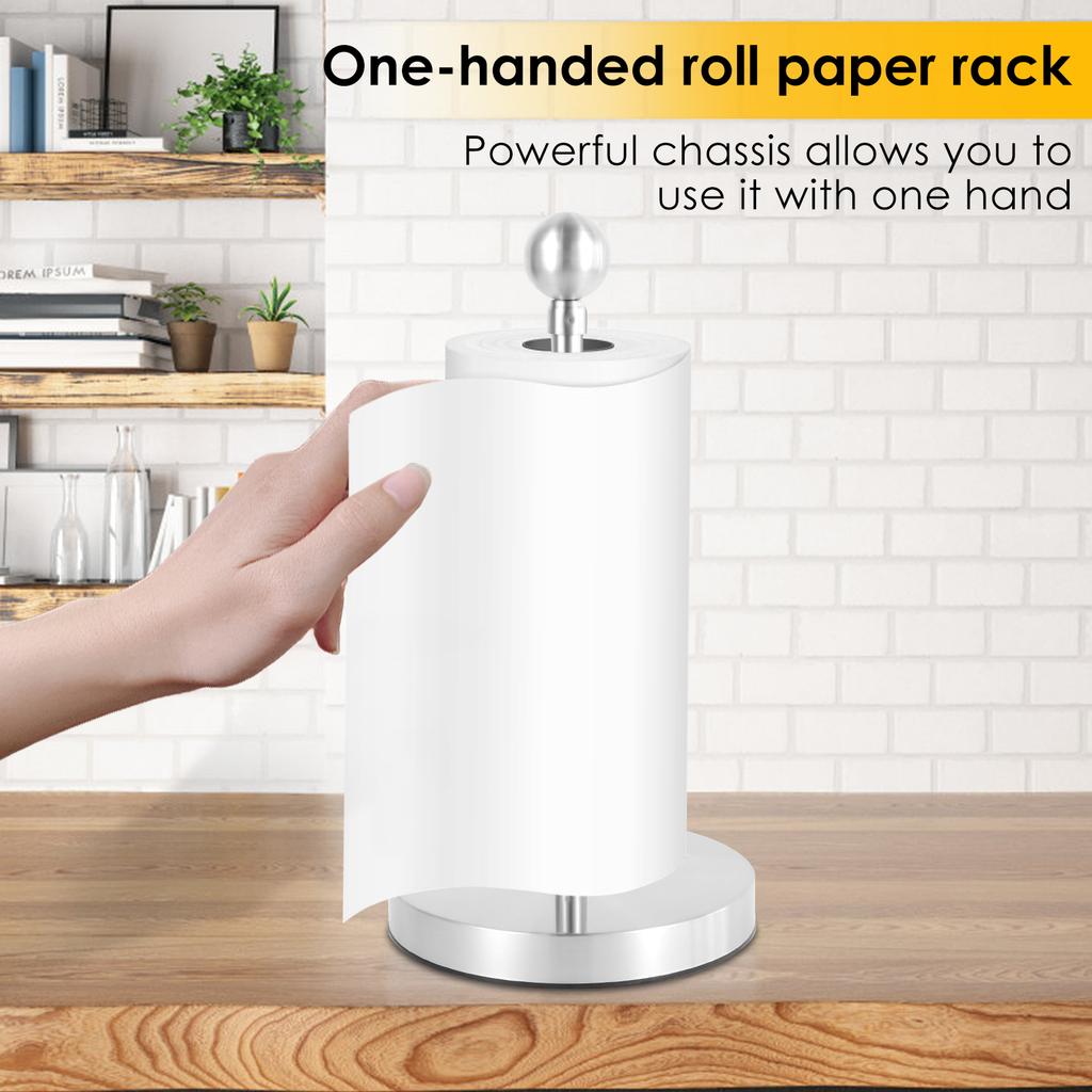 Stainless Steel Paper Towel Stand Nonslip Kitchen Roll Holder Freestanding Paper Roll Holder Stand Desktop Kitchen Paper Holder