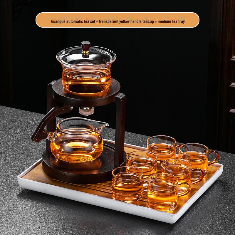 High-end Chinese Automatic Kung Fu Tea Set with Glass Teapot & Teacups