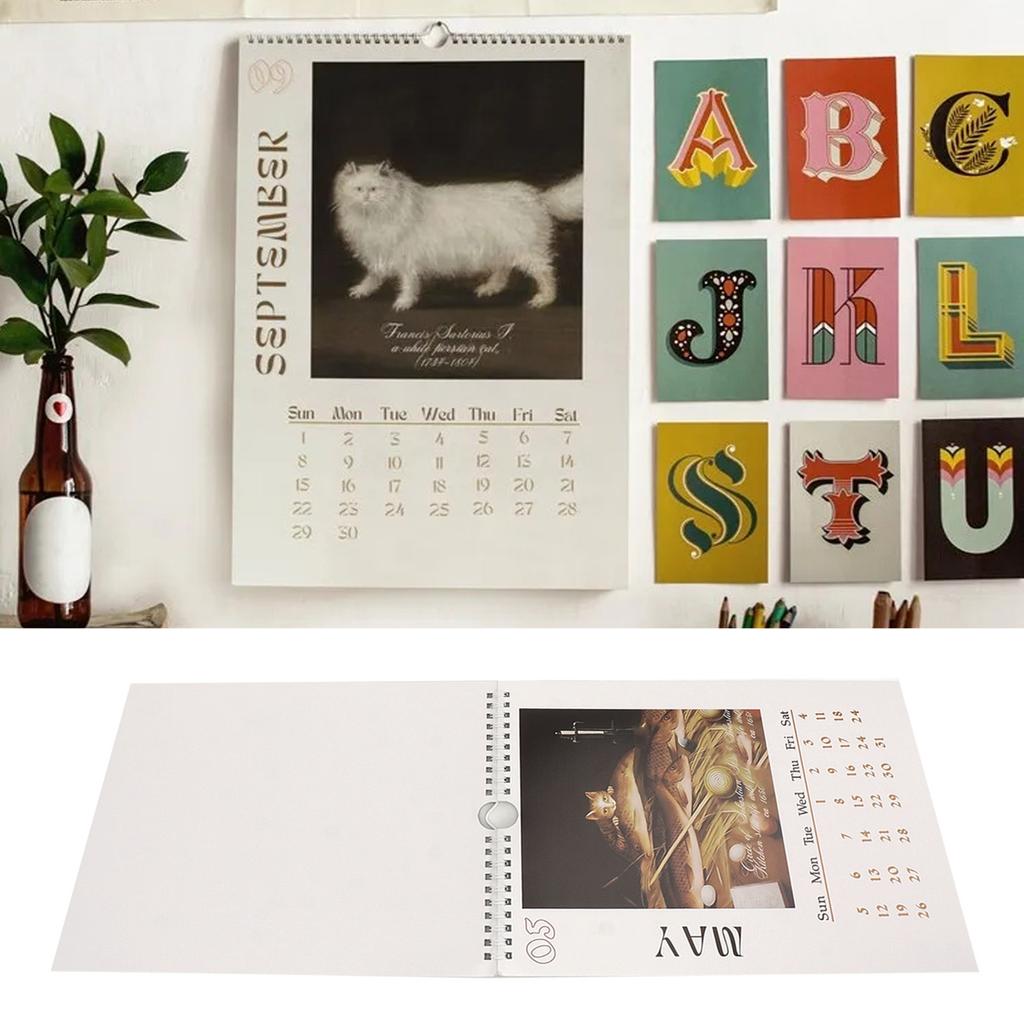 2024 Wandkalender süße hässliche Katzen verschiedene Bilder sichere Papier Katze Kalender für Familie Offi