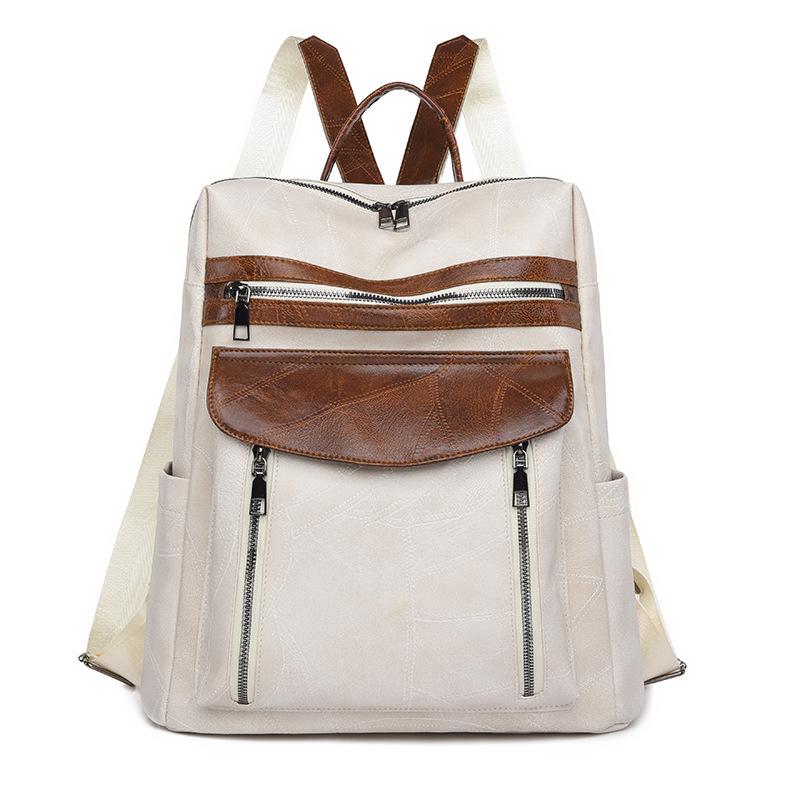 

Жіночий шкіряний рюкзак для подорожей на природі бежевий