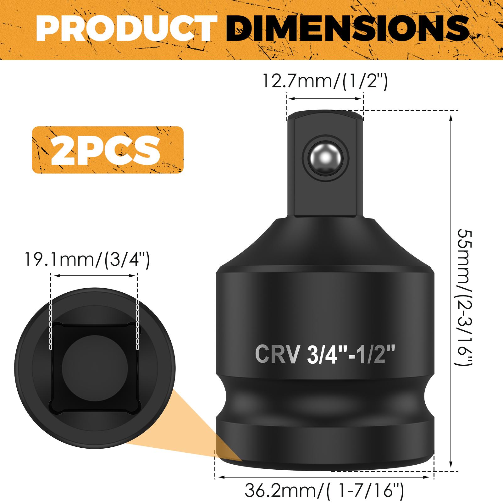

2Pcs Impact Socket Adapter Set Auto and Impact Driver Wrench Conversion Kit Socket Reducer Locking Socket Adapter Wrench Tools