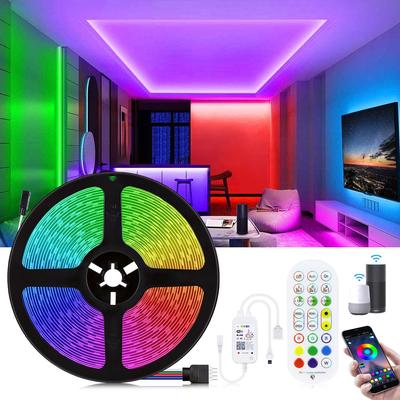 Smart WIFI Led Streifen Lichter RGB 5050smd 18 leds/M Led Beleuchtung Lampe Licht Telefon APP Steuerung Für TV Hintergrundbeleuchtung Party Licht Mit EU oder US Adapter