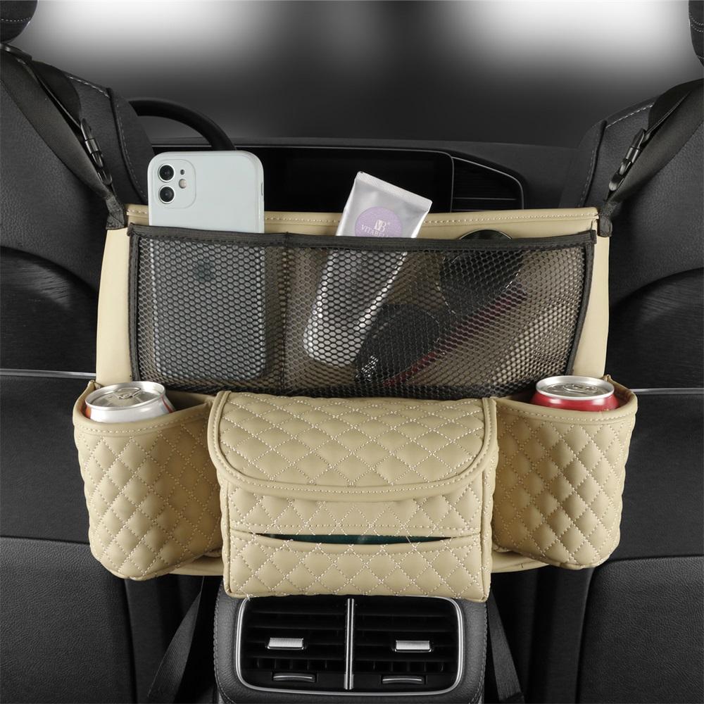 Leather Car Handbag Holders Car Organizers and Storage Front Seats Gap Car Seats Gap Filler Organizer Storage Bag for Car Seats