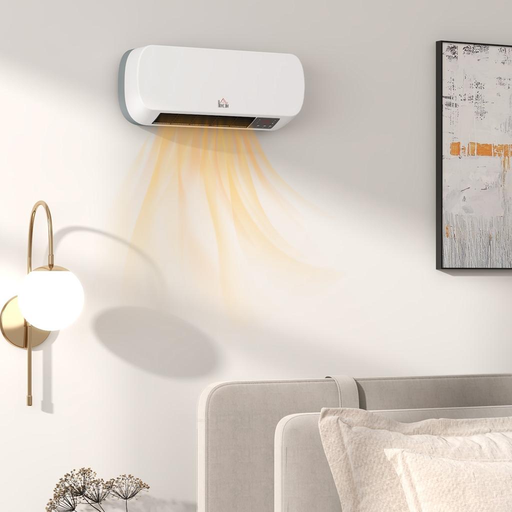 2000W Wall Mounted Ceramic Space Heater, 10-49 degrees C Temperature, White