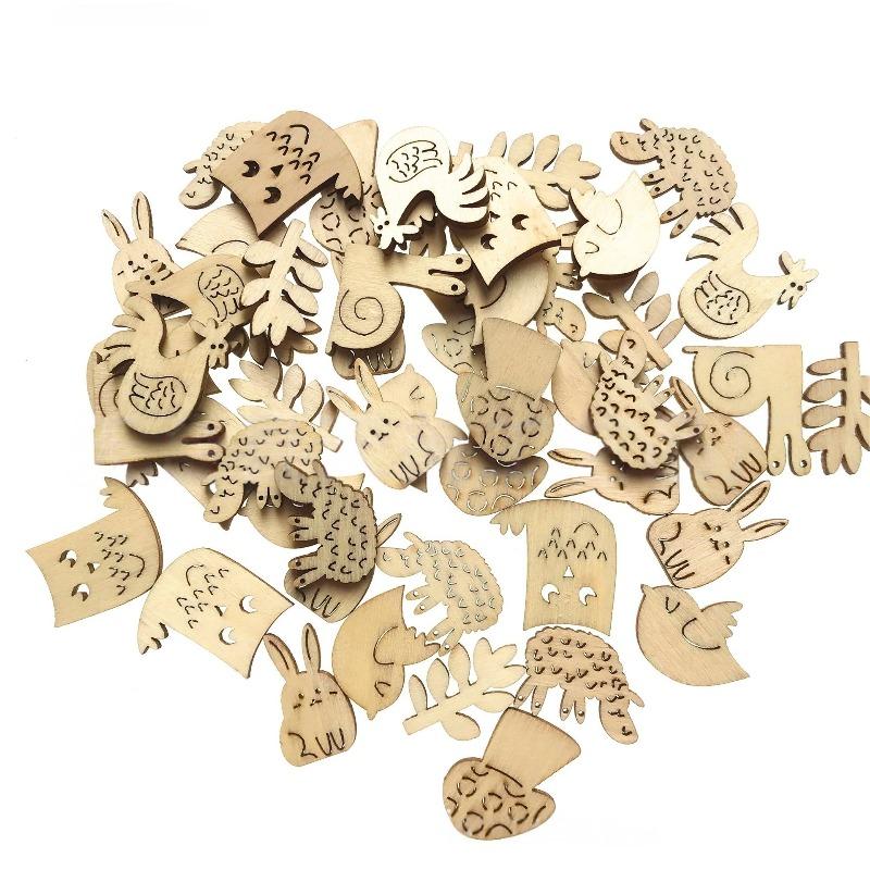50PCS Mushroom Wooden Cutouts, DIY Craft Embellishments, Unfinished Wood Shapes for Home Decor, Scrapbooking, and Crafts