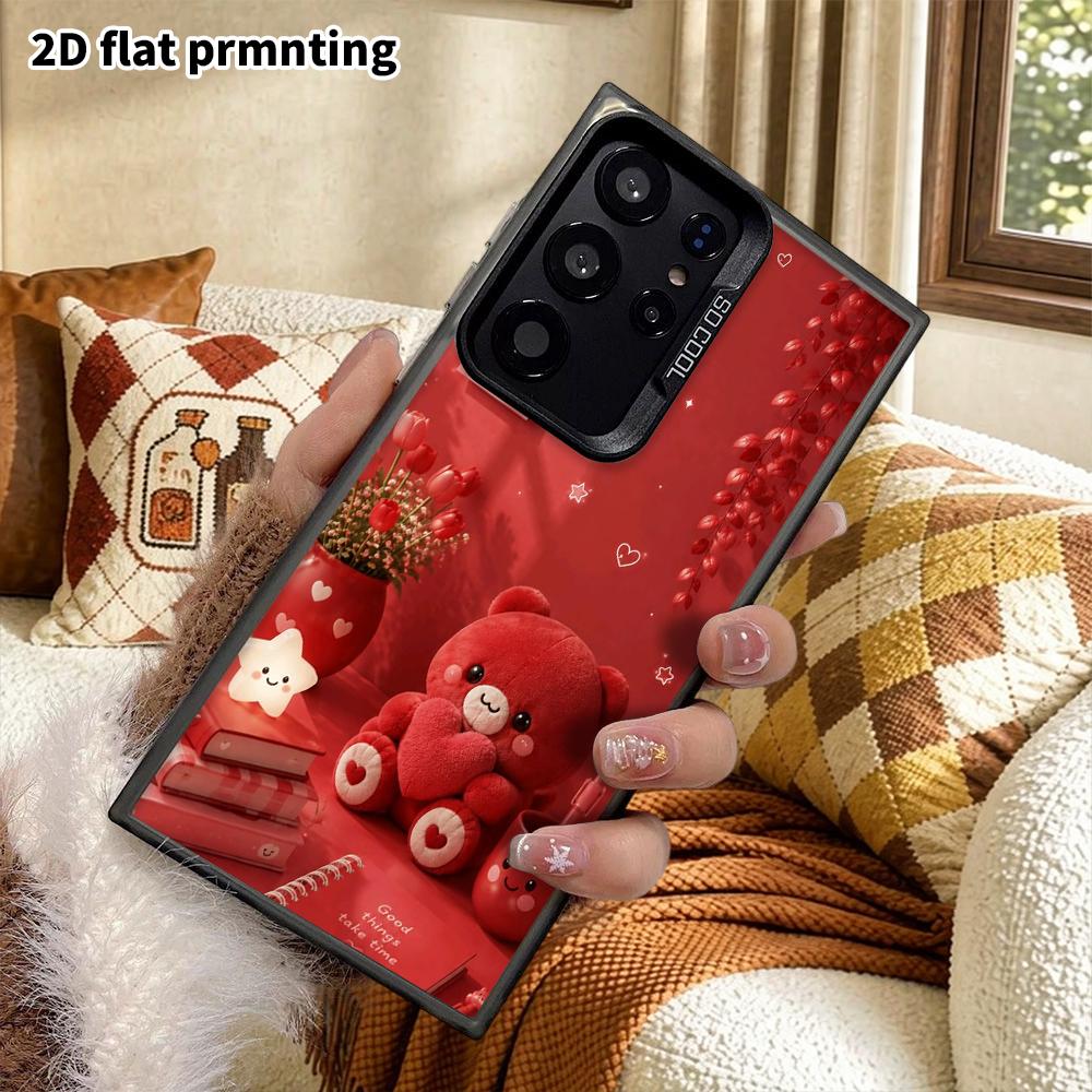Phone Case: 2D Flat Samsung Galaxy A34 A35 M05 M06 S20 S22 S21 FE Plus 5G Protective Case, Couple Style, Red Little Bear, Christmas and Halloween Gift