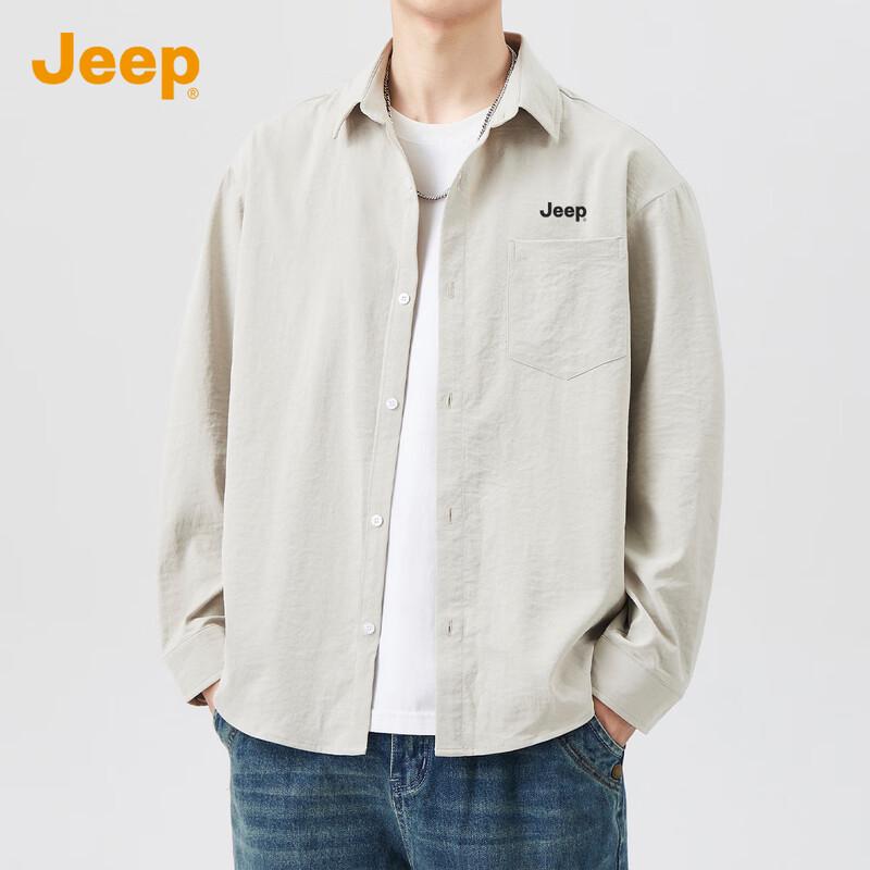 JEEP Men's American Style Loose Fit Long Sleeve Shirt
