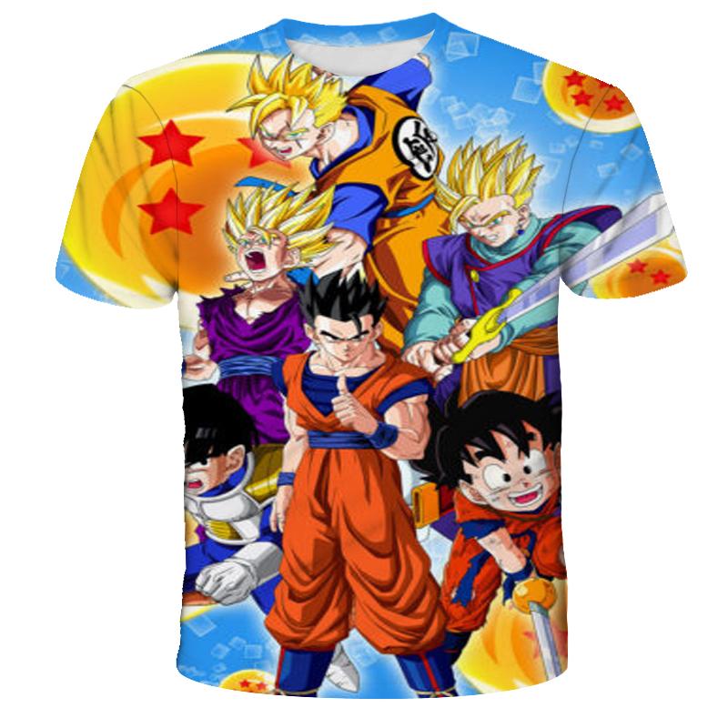 Camiseta de Dragon Ball para Niños Tops Camiseta Figuras de Anime Son Goku Super Saiyan Camiseta Camisetas para Niños Ropa para Niños Verano Manga Corta