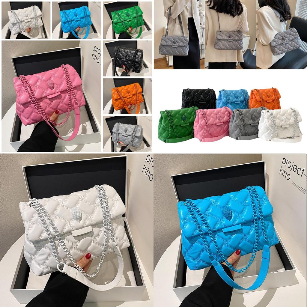 Trendy Quilted White Pu Handbag Stylish Shoulder Bag For Women Versatile Fashionable Use