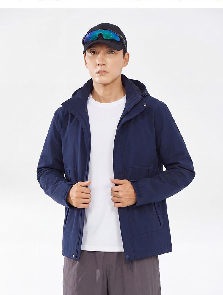 Fluoride-Free National Standard Hooded Mountaineering Jacket: Single-Layer Outdoor Windproof, Waterproof, Snowproof Outerwear with Printed Logo