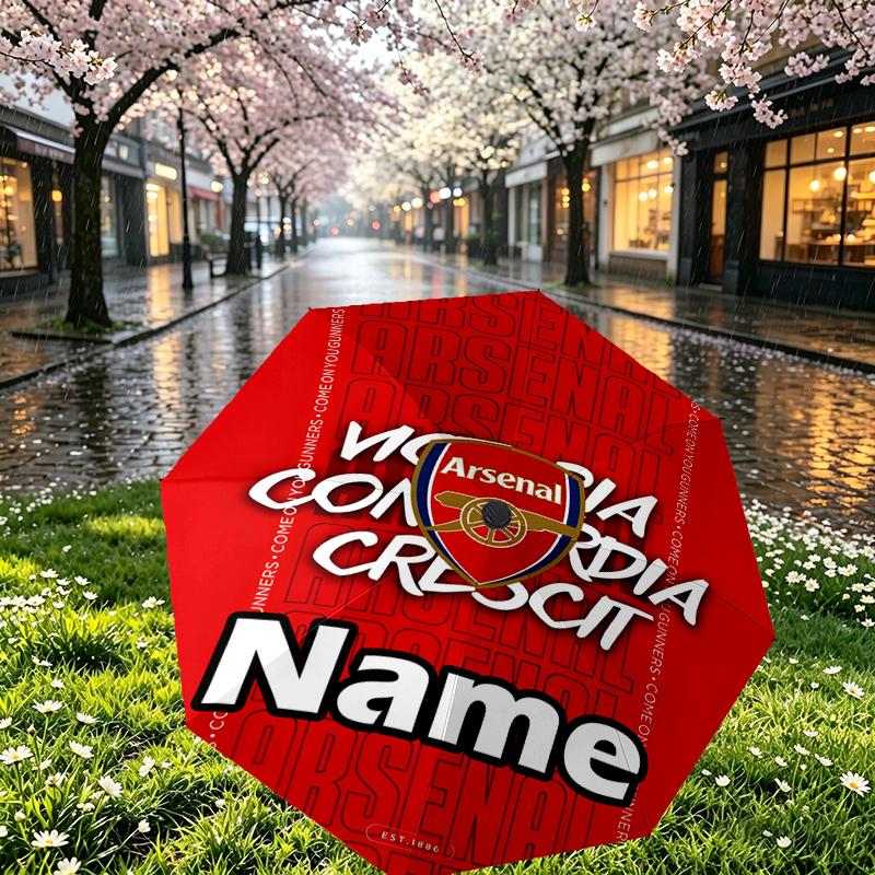 Parapluie personnalisé avec nom d'équipe de football F.C, Ouverture/Fermeture Automatique, Structure Robuste à 8 baleines, Utilisation Quotidienne, Camping, Randonnée, Cadeau d'Anniversaire